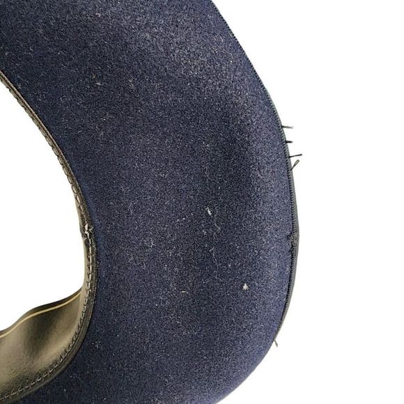 Reed Hill Fur Blend Hat Size 7 Custom Made Navy Blue With Band and Feather - Picture 12 of 13